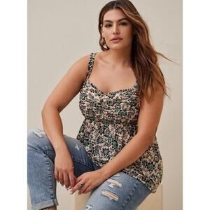 Torrid Babydoll Stretch Mesh Floral Tank 1 Sweetheart Fairycore Y2K Cottagecore